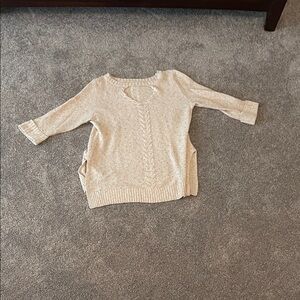 New York & Company Cream Knit Scoop Neck Sweater